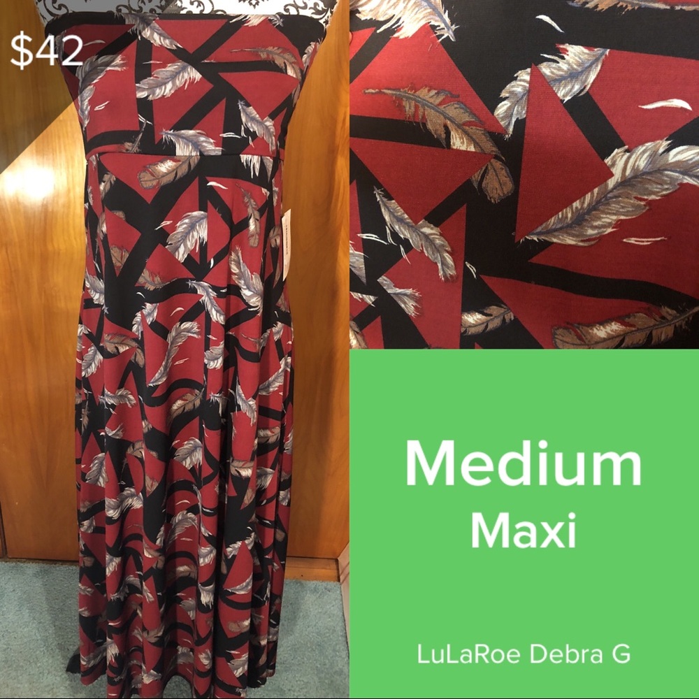 LuLaRoe Medium Feathers Maxi Skirt